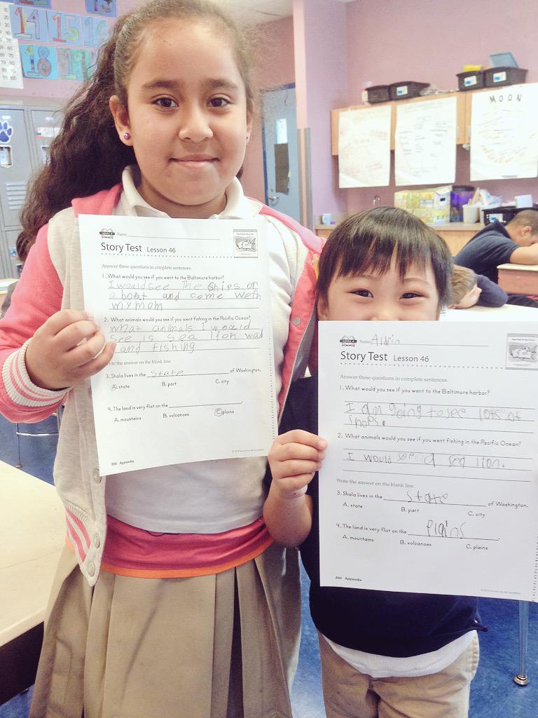 msclough4's tweet photo. my second grade and kindergarten leaders killing it on their story tests! #book46 @SFAeducation @MargaretBrent53 http://t.co/nykKEjUtgq