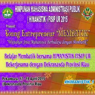 Tmn-tmn, bsk kita ada agenda membatik nih. Kalau tmn-tmn berminat dtg aja ke sekre HIMANISTIK jam 08.00 HTM 25K. :)