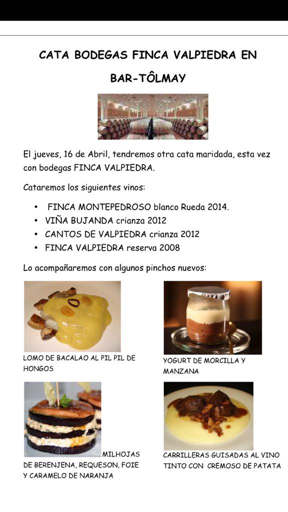 bar_tolmay's tweet photo. Esta tarde os recuerdo que tenemos una cita con el vino llamar para reservar sitio. http://t.co/TLTmLkKU6u