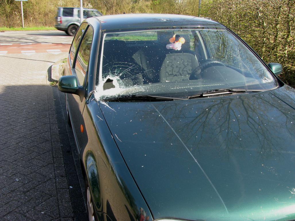 Za11 april groene Vw Golf aanger.  Distelvlinder x burg. de vos v steenwijkln. 
voorruit gat 1 iets gezien ? #zwolle