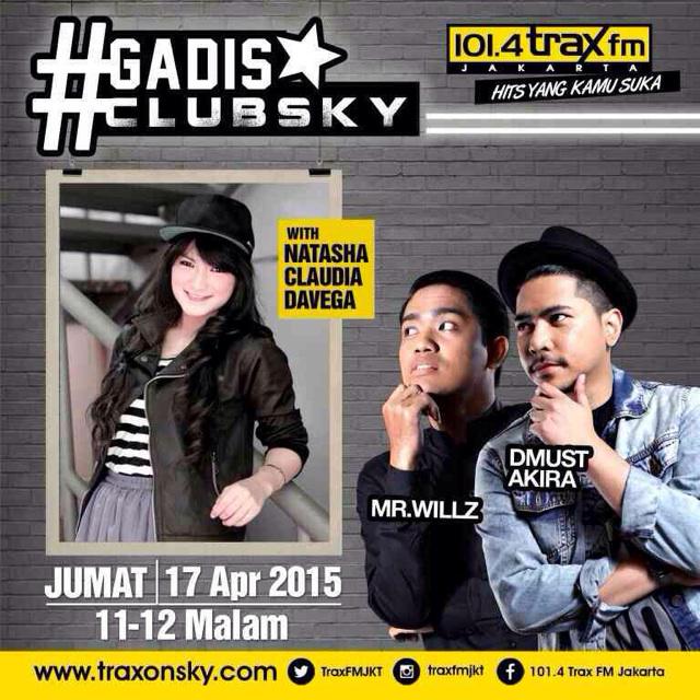 Hai guys ..besok natasha davega on air 101.4traxfm #gadisclubsky 11-12 malam.hits yang kamu suka😊