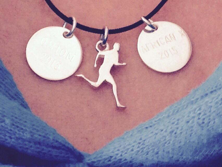CharmedBySport's tweet photo. A very happy lady received a gift from her friends this morning #wearyourmedal #OMTOM2015 #AfricanX #running http://t.co/eFXX0ucdms