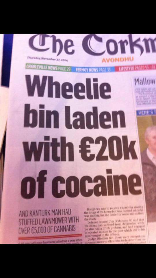 sportsdes's tweet photo. Classic...!!!

“@PhelanNick: @IanDempsey  @sportsdes  Osama's brother caught with drugs in Cork.. http://t.co/6fRIsFzOWm”