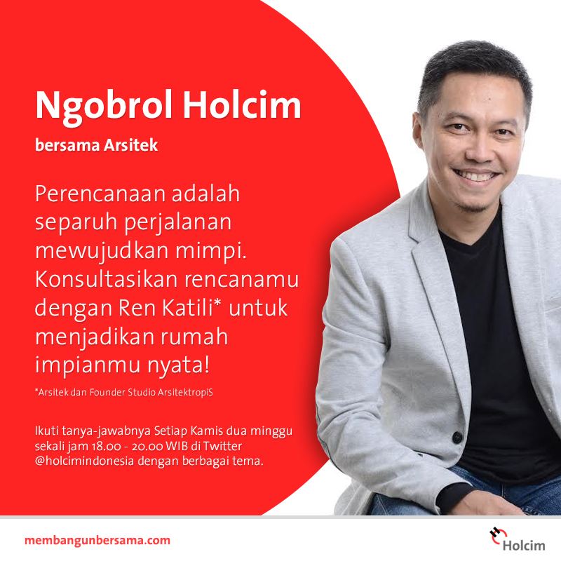 lisna_dwi's tweet photo. #NgobrolHolcim dgn arsitek, Ren Katili sebentar lagi mulai. Siapkan pertanyaan sesuai temanya ya #RumahTropisHolcim. http://t.co/T4SMAiIssl