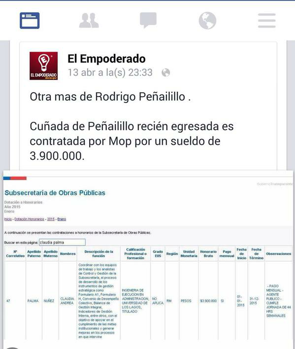 INFORMADORCHILE's tweet photo. Denuncia del Empoderado. #Peñailillo http://t.co/r4u1UFvKpb