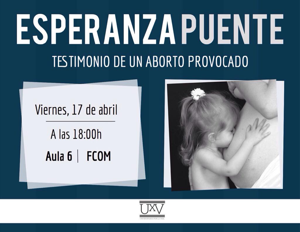 uxv_unav's tweet photo. Testimonio de un aborto provocado, por Esperanza Puente. Este viernes a las 18:00h en el aula 6, Fcom ¡Os esperamos! http://t.co/W6z7qxYksH