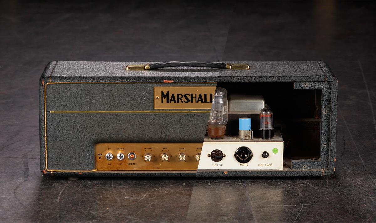 marshallamps's tweet image. This 2245 from our museum, made in 1964. It may be slightly worn, but the tone is unbelievable! #tbt #liveformusic