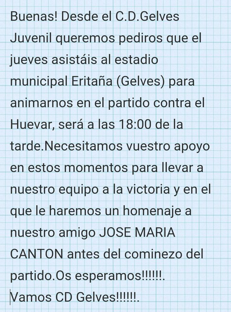 CDGelves's tweet photo. Hoy juegan nuestros juveniles a las 18:00 en Eritaña, necesitan tu apoyo.
Os esperamos #VamosCDGelves!!!!!! http://t.co/22K4zvUDon