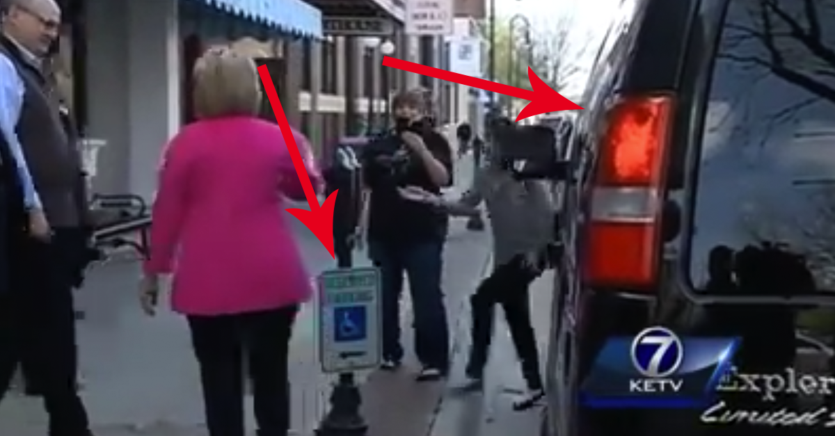 Hillary Clinton parks Scooby van in handicap spot