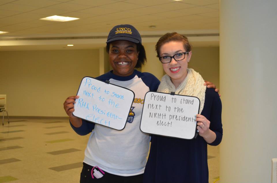 Check out the fantastic future presidents of RHA and <a href="/UNCGNRHH/">UNCG NRHH</a> at yesterday's Res App Day event! #SpartanSpirit