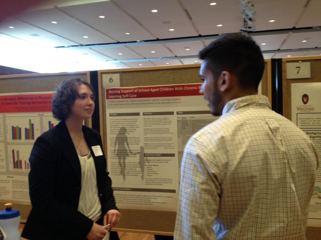 BadgerNurseDean's tweet photo. Undergrads rock research presentations at Union South, including 12 nursing projects http://t.co/2pq8mGSeaE