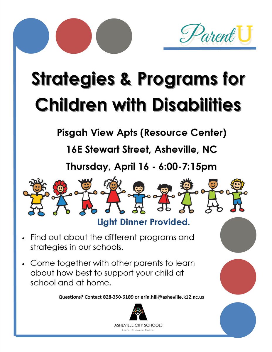 ACSParentU's tweet image. Learn about programs &amp;amp; strategies in @AVLCitySchools . Come together with other parents! #IEPProcess #Community #AVL