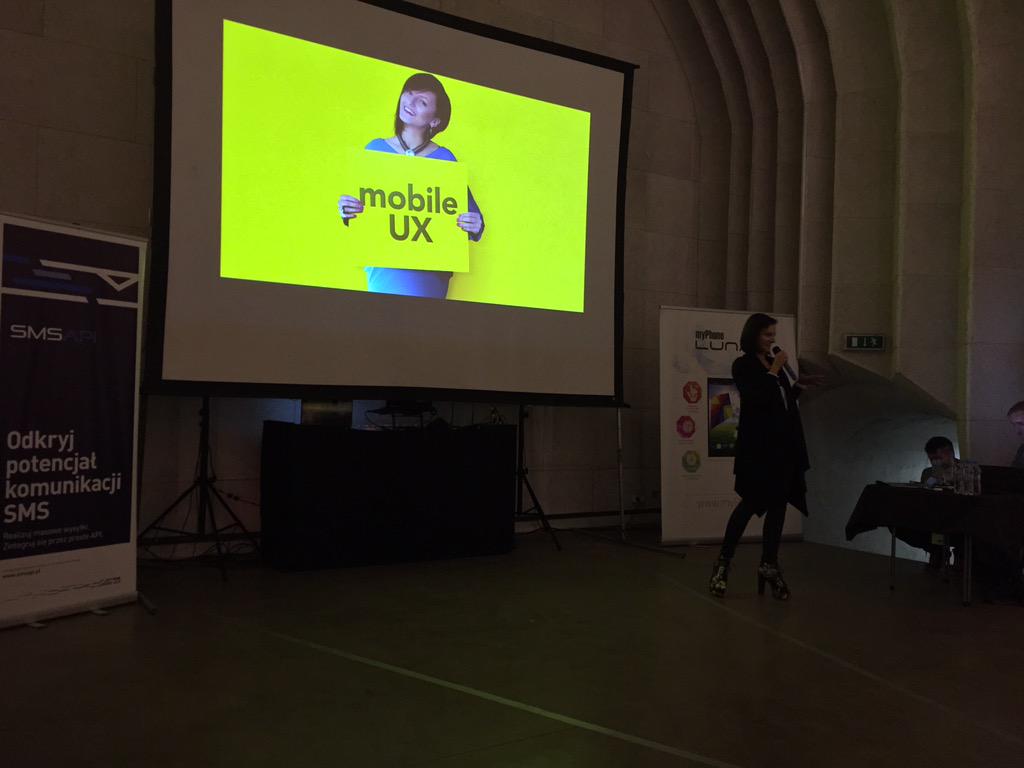 mobee_dick's tweet photo. @mobimoni with "Mobile UX" presentation on a stage of 5th edition of #mobilesilesia, 320 meters below the ground ;) http://t.co/GmuQel8puJ