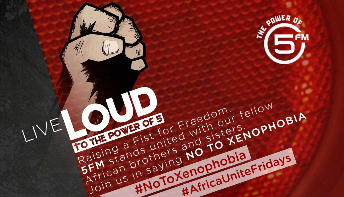 The fists we should raise is for freedom. Stop Xenophobia. Live Free. Live Loud. #NoToXenophobia #AfricaUniteFridays