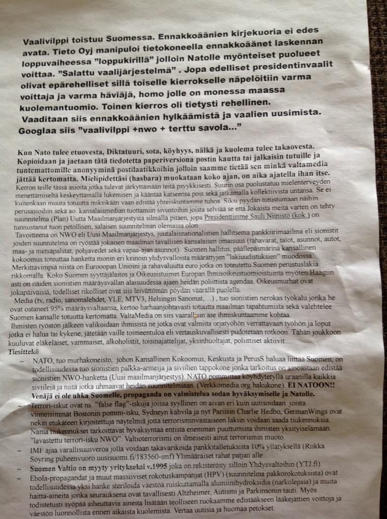 #salaliittoteoria #foliohattu #vaalit2015 #sillälailla #mitenmeninoinniinkuomastamielestä #itsenäisyyspuolue
