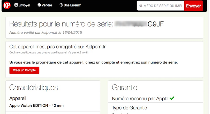 Kelpom's tweet photo. La 1ère #AppleWatch apparait sur l'écran radar de Kelpom: c'est une Apple Watch Edition 42mm! http://t.co/aUfRIuYCZX http://t.co/UX14pxnM0d