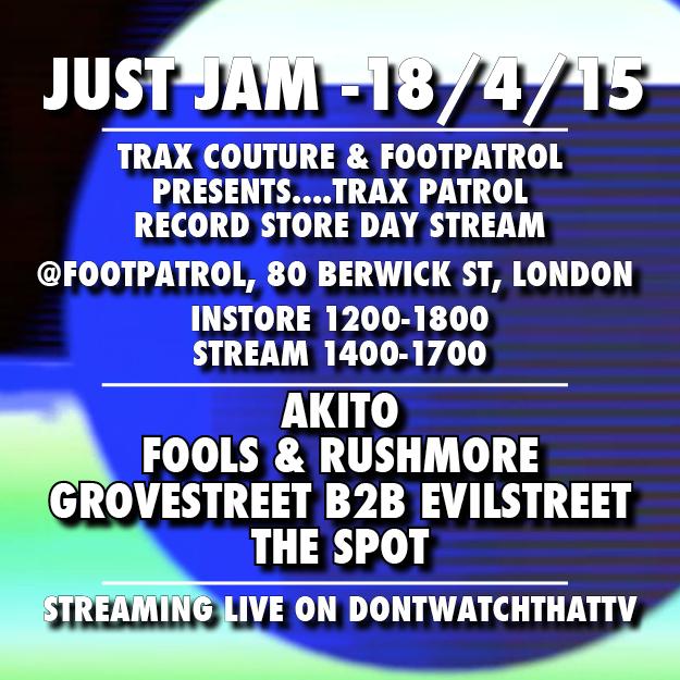 COME TO <a href="/Footpatrol_ldn/">Footpatrol London</a> THIS SAT 12-1800 FOR THE @JUSTJAMLONDON RECORD STORE DAY WITH <a href="/traxcouture/">Trax Couture</a> FT <a href="/subskank/">Sub Skank</a>