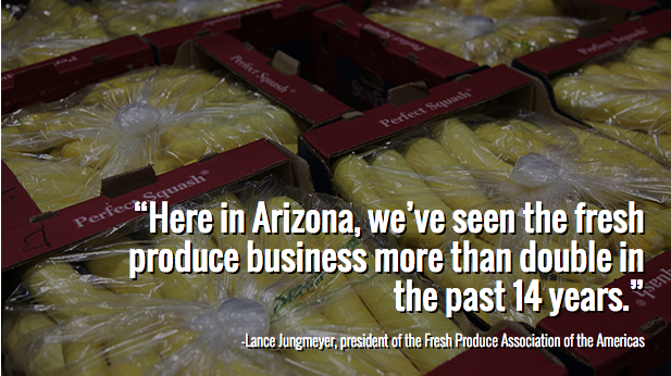 azpublicmedia's tweet photo. 1500 produce trucks cross into the US in Nogales daily.What's growing this industry in Ariz.? https://t.co/RHkcOEPY5E http://t.co/oRFPvFAtdp