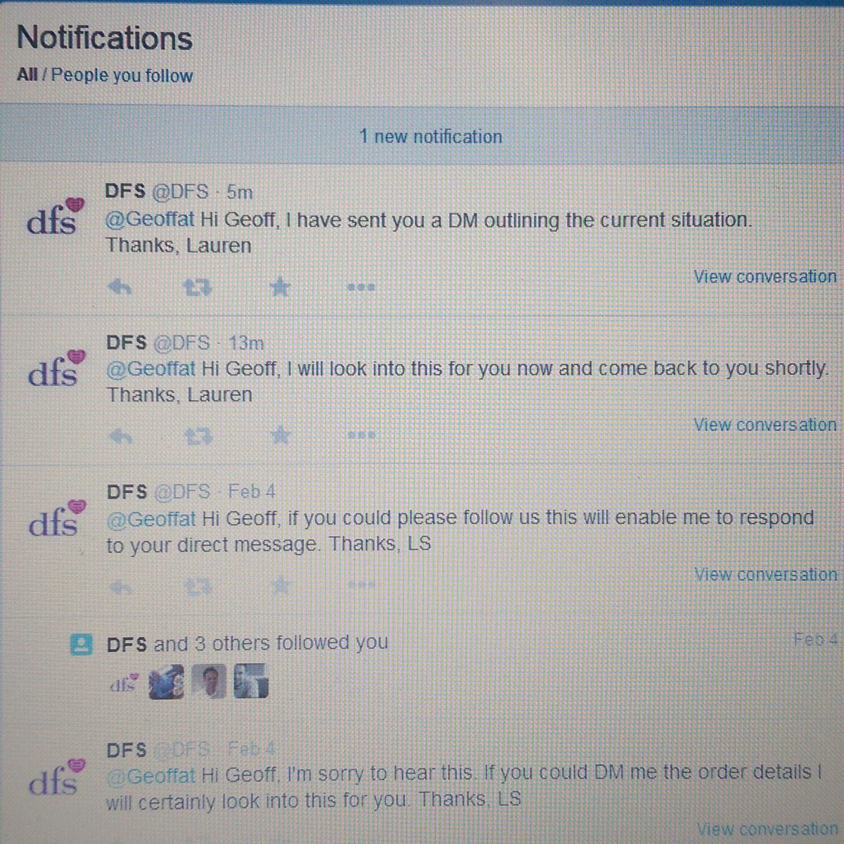 Geoffat's tweet photo. @DFS We shall see if this one happens. too many broken promises, hundreds of pounds down! http://t.co/fs8I8xVOYL