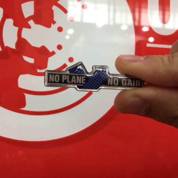 UniversalWeathr's tweet photo. Even on day 3 of #ABACE15, we were still wearing our @NoPlaneNoGain pins! @NBAA http://t.co/ckwed9vwF4
