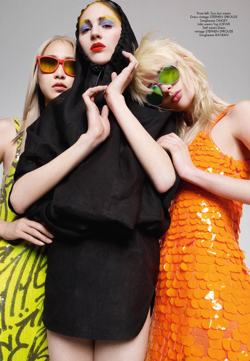 CRFASHIONBOOK's tweet photo. #TBT: @soojoo #LidaFox and @StefVanDerLaan in @Ray_Ban's and #StephenSprouse for CR 2 http://t.co/7UO6dtB77x http://t.co/tIu7bLSMgK