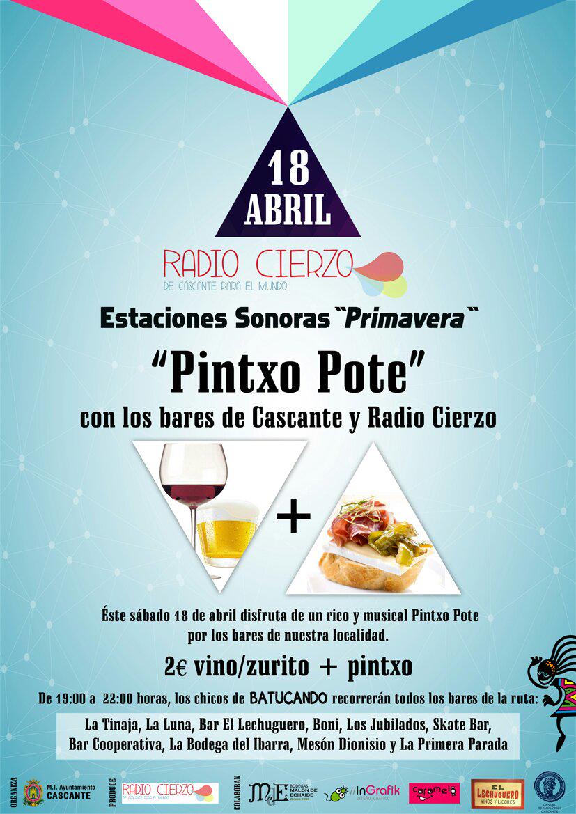 Éste Sábado 18 de Abril, Pintxo Pote por todos los bares de Cascante. 2 € y a dar la ronda con <a href="/batucando10/">Batucando Cascante</a>