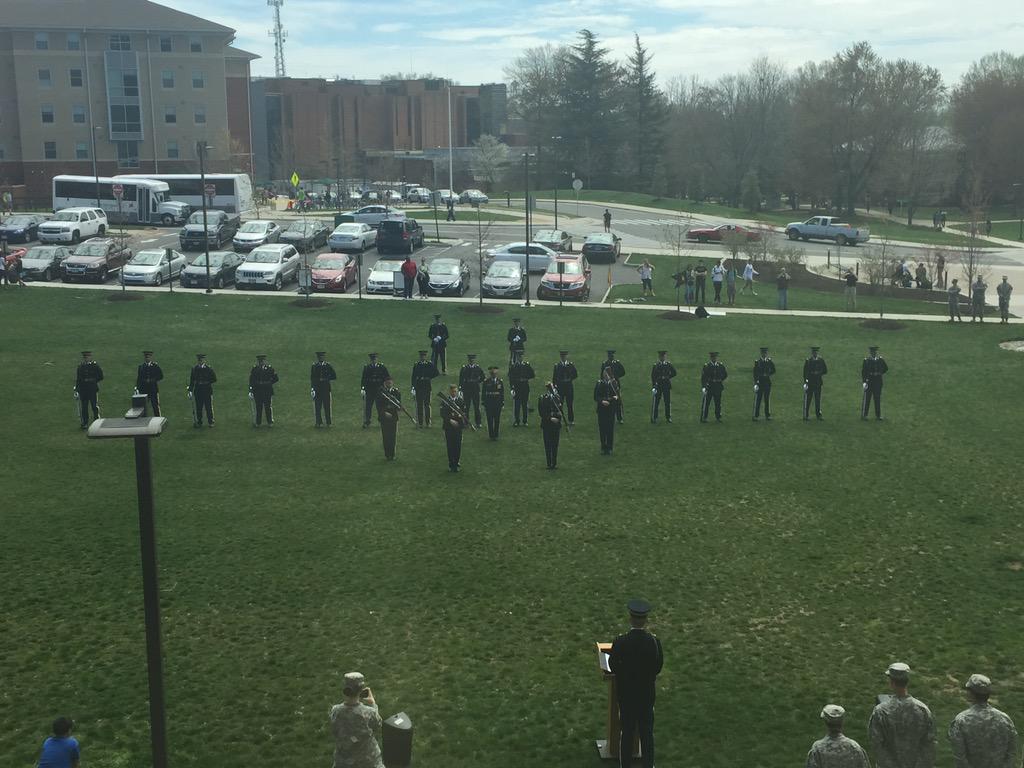 GmuEvents's tweet photo. U.S. Army Old Guard Team performed on the Merten Lawn today! They are a precision drill team that travels the country http://t.co/IycSLN1ALE