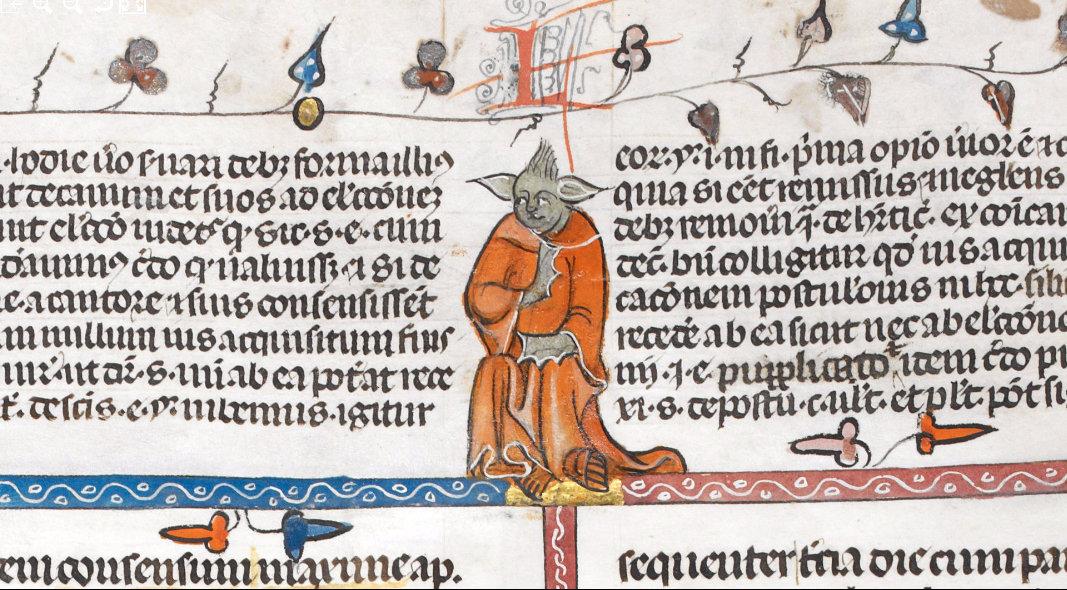 nprbooks's tweet photo. Yoda, you, it is? This 14th century manuscript illustration familiar looks! http://t.co/y3bGKjH4mb http://t.co/YxUij8pJEt