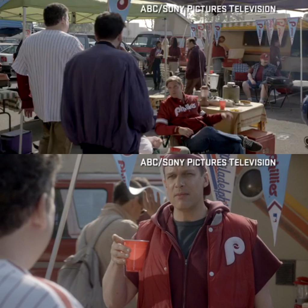 mitchell_ness's tweet photo. Yeah, we noticed! @TheGoldbergsABC @Phillies #Goldbergs #mnspotted #mnvest #mnsatinjacket http://t.co/mFOtBzgbMa
