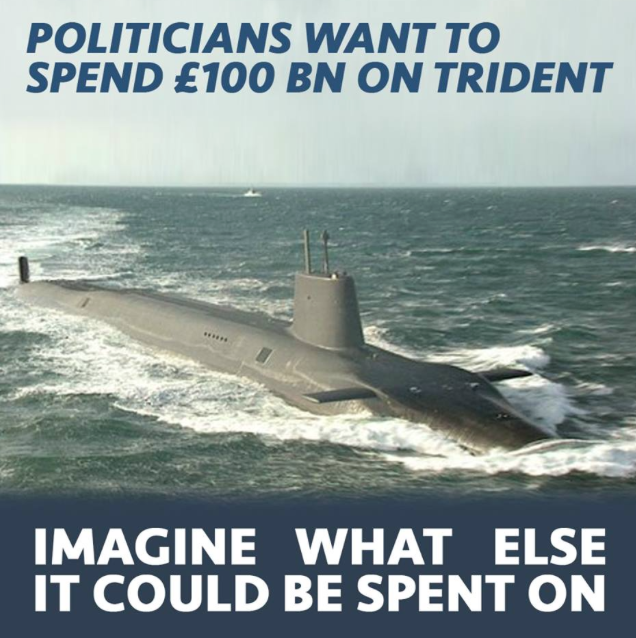 GreenpeaceUK's tweet photo. £100BN spent on Trident - let's spend that on renewables &amp; the future of our planet instead #BBCDebate #gp http://t.co/0bgRl5ir2W