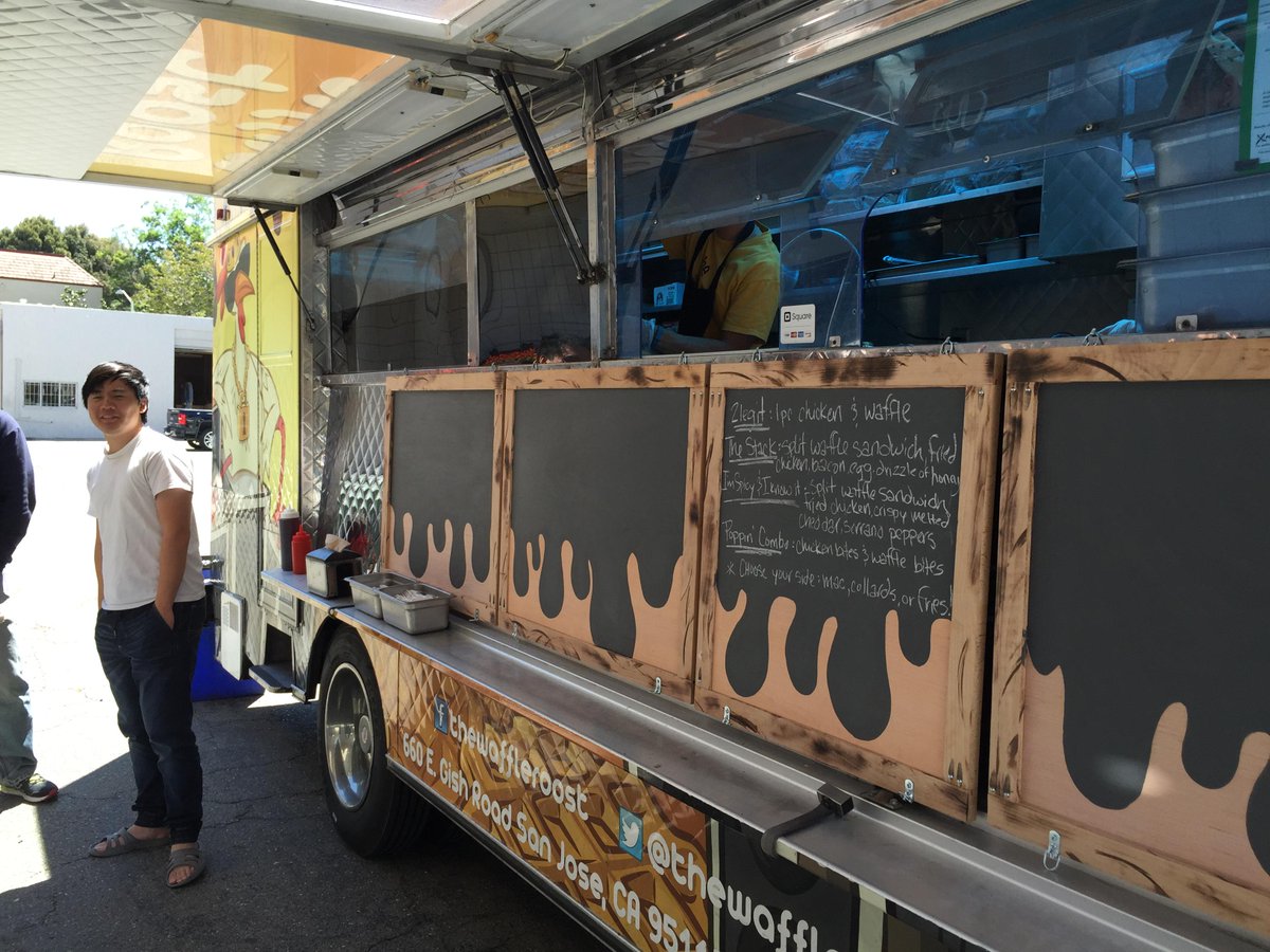 cdapio's tweet photo. Food truck day - @TheWaffleRoost hooked up the hungry team @CaskData #nomnomnom #waffleygoodness #frythatchicken http://t.co/HBm9RJENsV