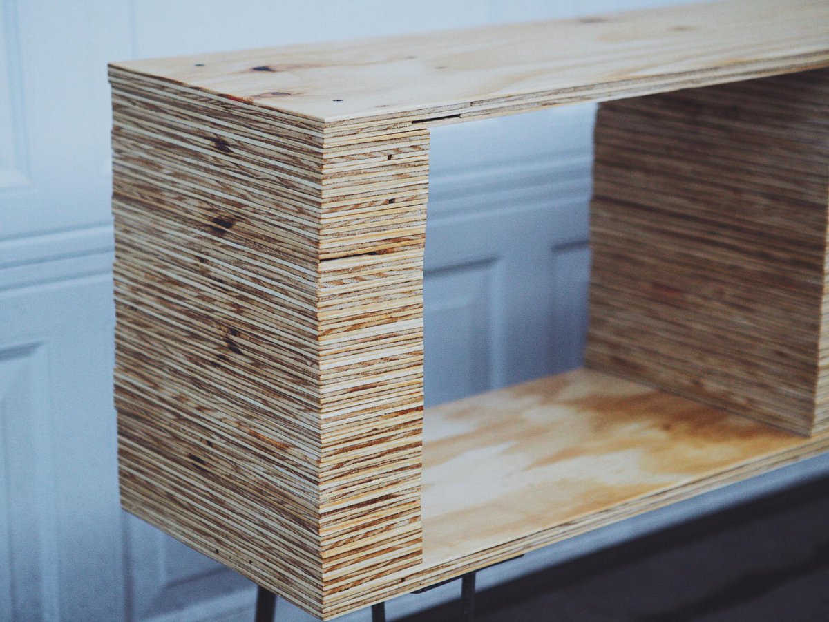 wallbrad's tweet photo. @BenUyeda Finishing up my plywood media console. Thanks for the cool idea! http://t.co/KSaC3VjA7h