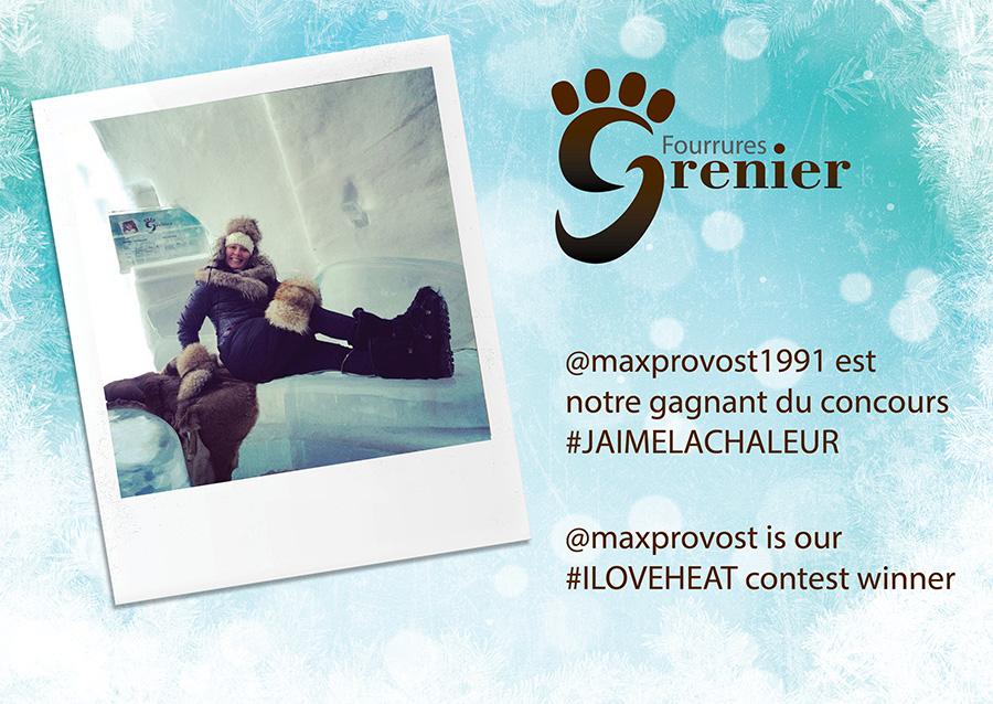 Fourruregrenier's tweet photo. Félicitations à notre gagnant du #concours #JaimeLaChaleur, en partenariat avec l'@Hoteldeglace !! http://t.co/0y41MaCi9u