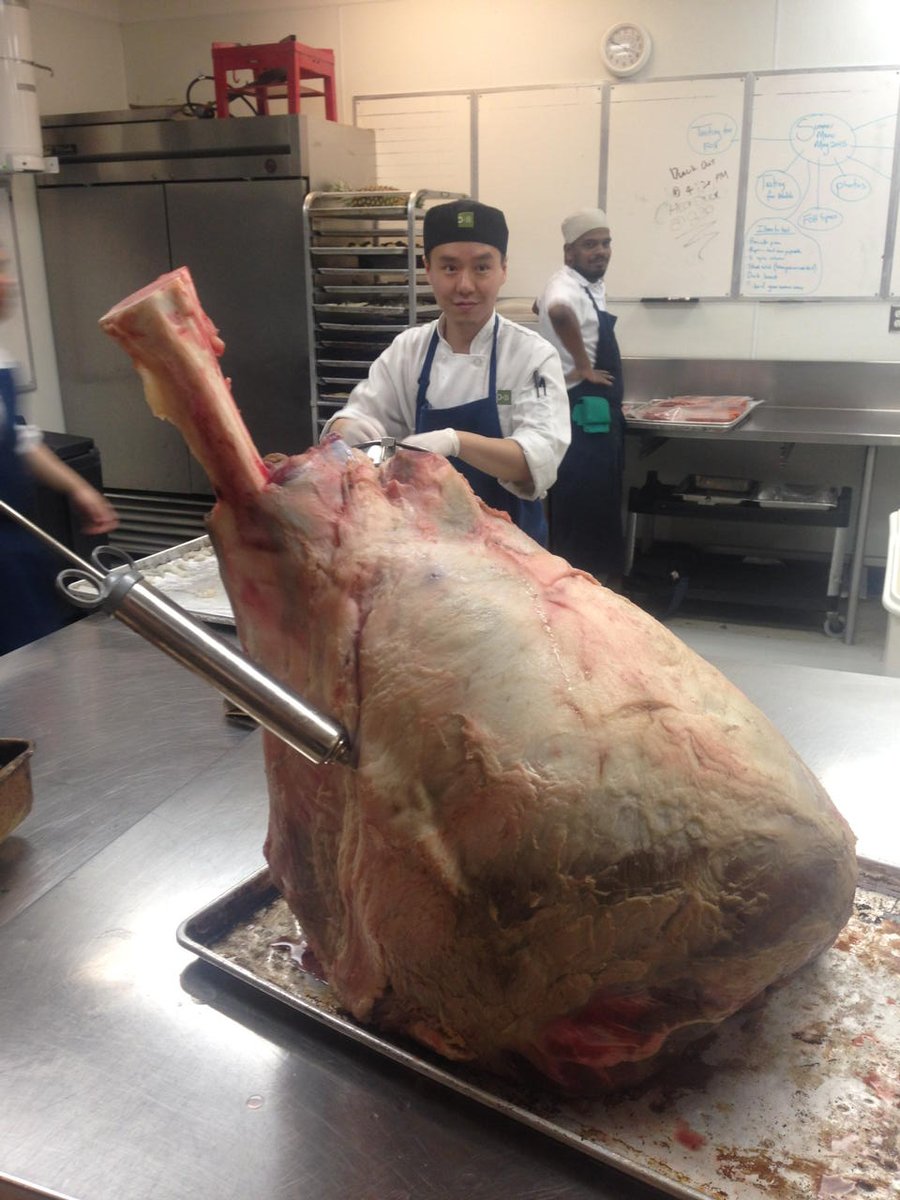 ChefTomRiley's tweet photo. That's a big piece of meat. Getting ready for international #Malbec day @OliverBonacini http://t.co/VWeEWr78Ne