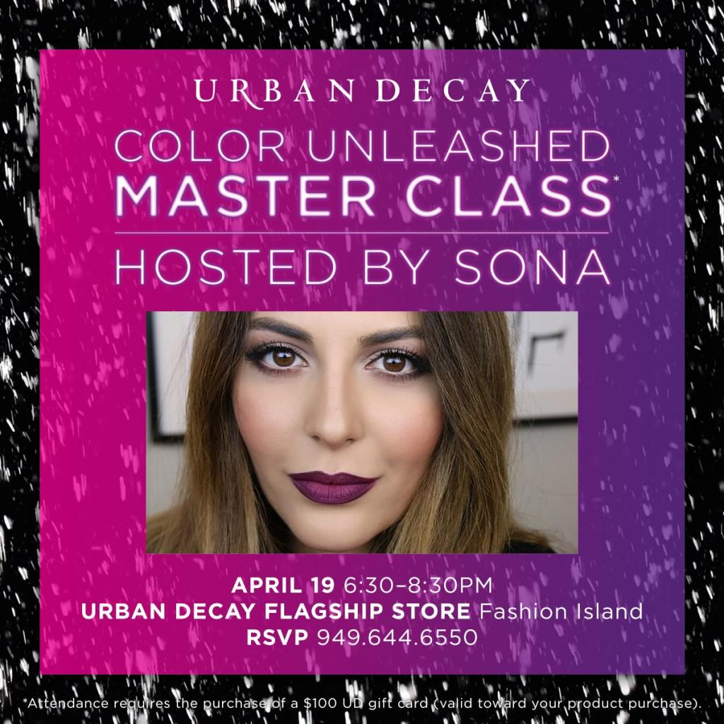 UrbanDecay's tweet photo. SoCal UDers, @simply_sona will be hosting a seminar at our #UDFlagship on 4/19. Join us! Spots are limited. http://t.co/sBODmWXTjY