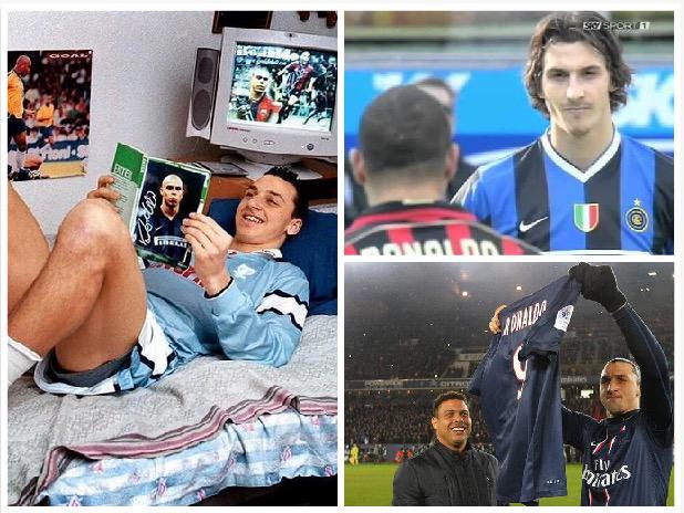 Nowfootball's tweet photo. Zlatan Ibrahimovic only loves one man more then him self. The original Ronaldo. http://t.co/j77THWDpWe