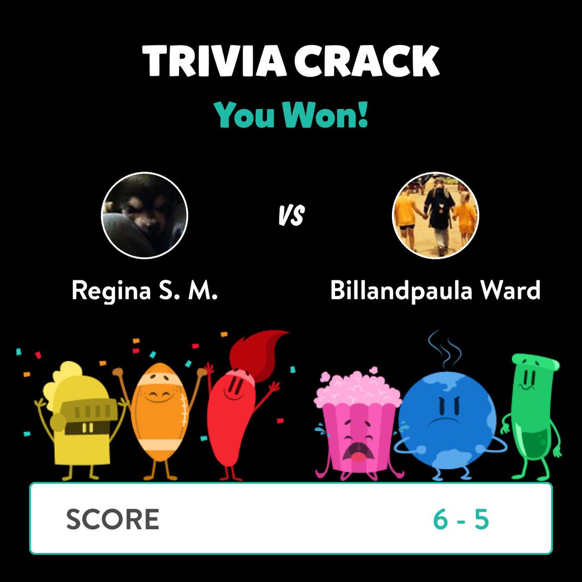 Regina Sorto Mccarter just won a game against Billandpaula Ward in Trivia Crack!  triviacrack.com/en/landing