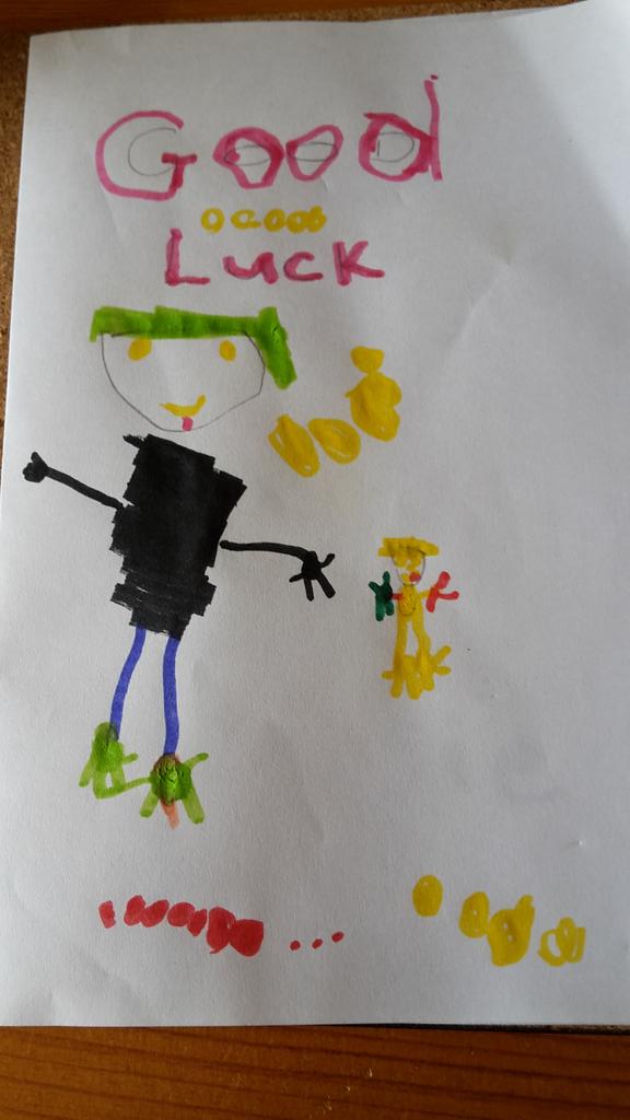 shellbell283's tweet image. Fab card by Elsie for her friend @jackadyer. Good luck!! @NathanEdd @rob_bayley @chloe_saunders9 @pinserellas