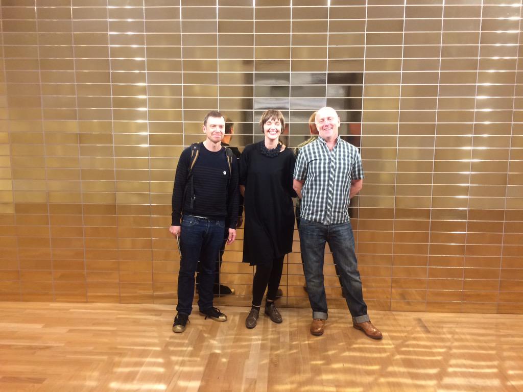 borthwickben's tweet photo. Keith Harrison in front of his instln w artists Clare @CTwomeyStudio and David Cushway @NatMuseumArt #FragileCardiff http://t.co/5SbGhwUOSz