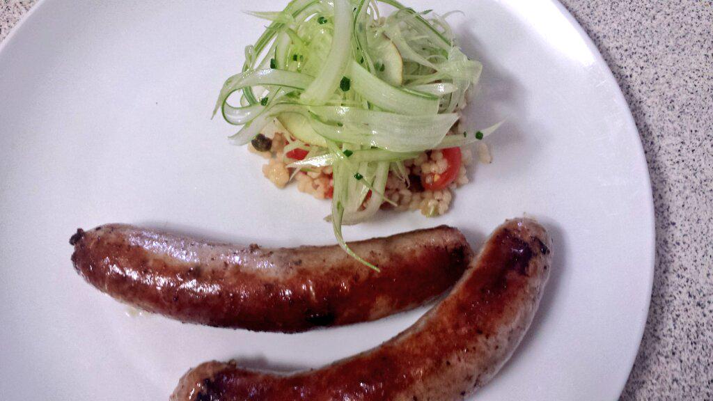 MasonsBendigo's tweet photo. When it tastes this good,keep the garnish simple. @McIvorFarmFoods sauasge w fregola, fennel &amp; pear #demotesting #yum http://t.co/onCpJk7pG7