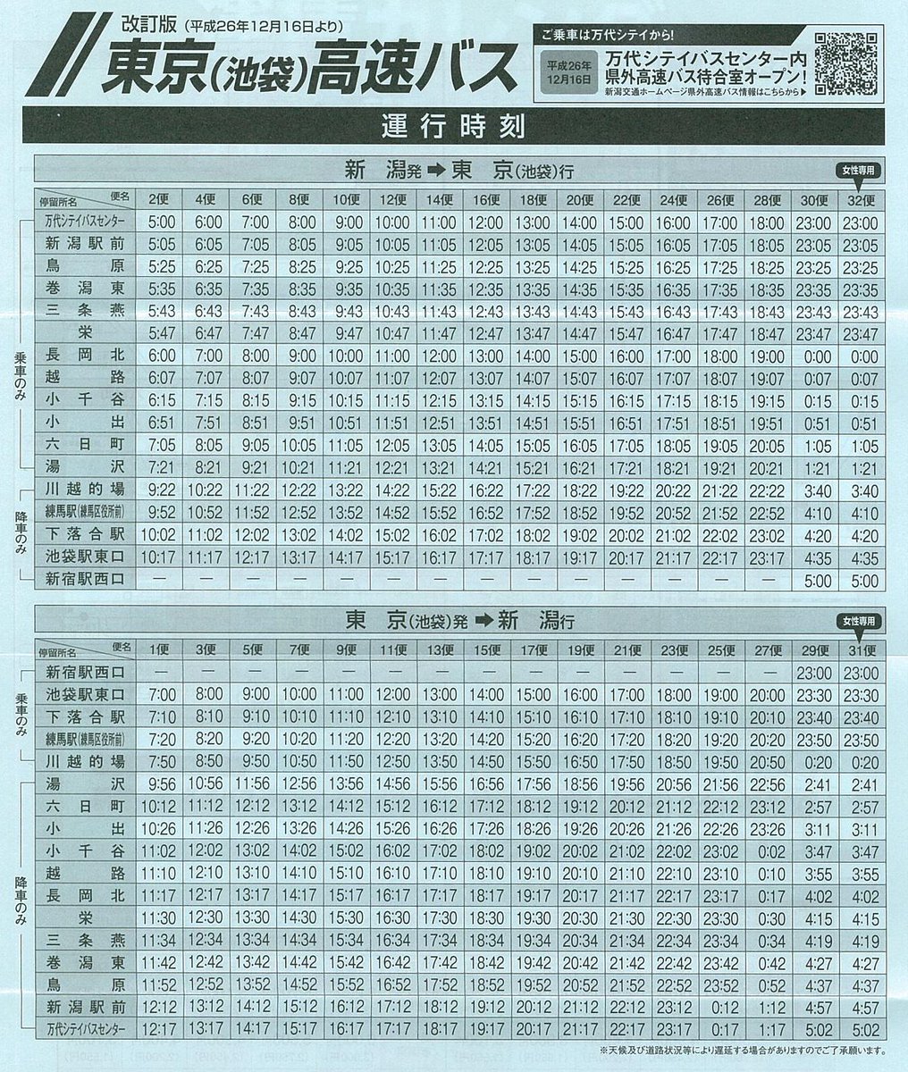 新潟大学生協サービスセンターｓｃ V Twitter 新潟交通 県外高速