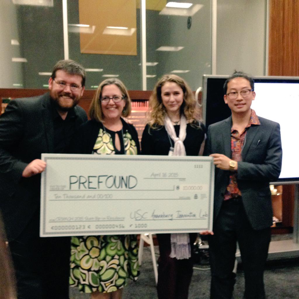 annenberglab's tweet photo. #EOI2015: @prefoundit wins the 2015 Evening of Innovation student pitch competition 🎉💰👏🏾 http://t.co/JZNC1QJSvZ