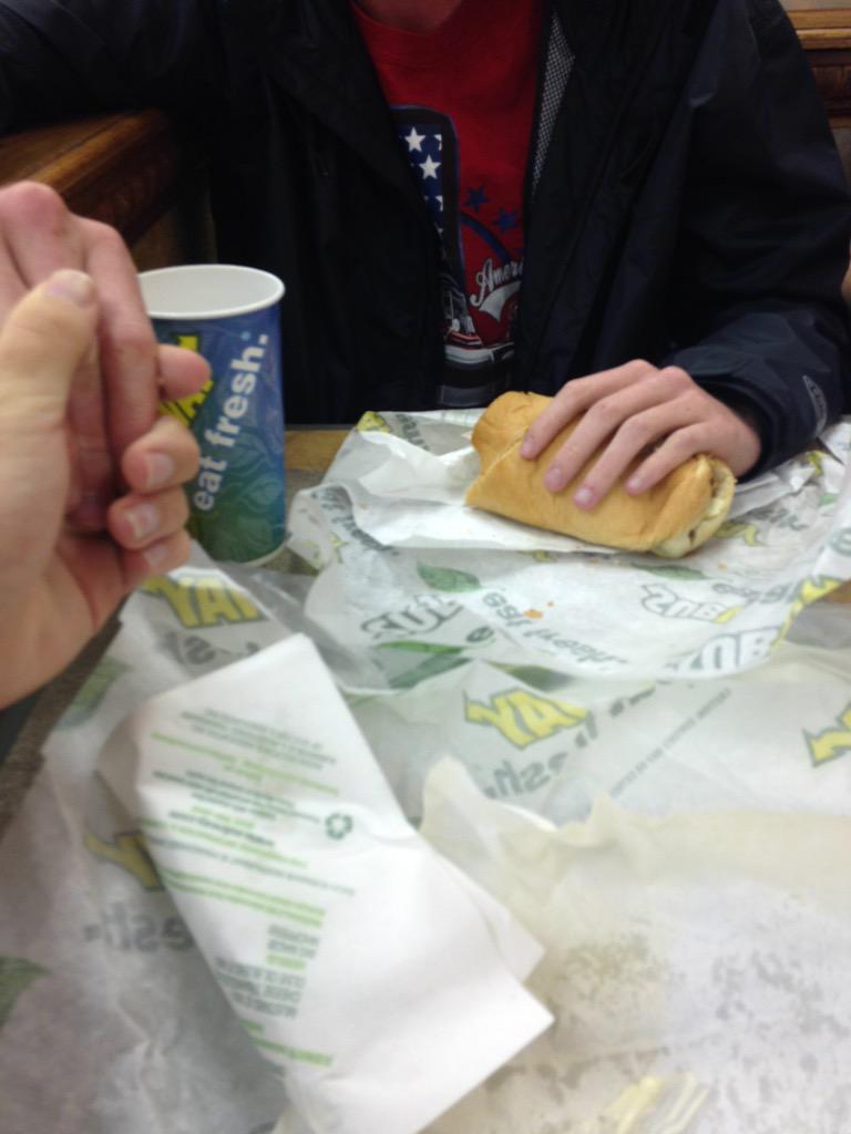 TupacsRevival's tweet photo. Pre-game team meal. #Subway #Brothers #Blessed #Team #Family http://t.co/02iWXvaYO6