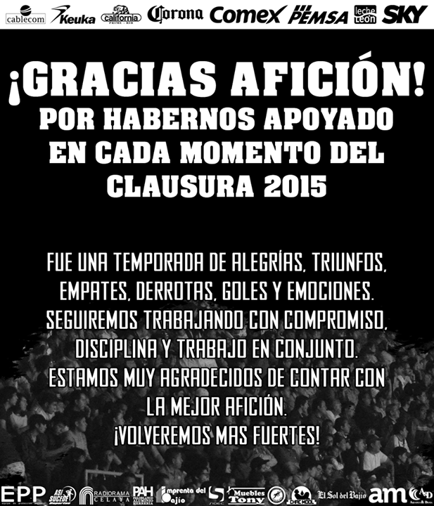 clubcelayafc's tweet photo. ¡Muchas gracias por su apoyo incondicional #AficiónCajetera! ¡#SoyToro! ¡#ForzaCelaya! http://t.co/g3tkm6dgTb