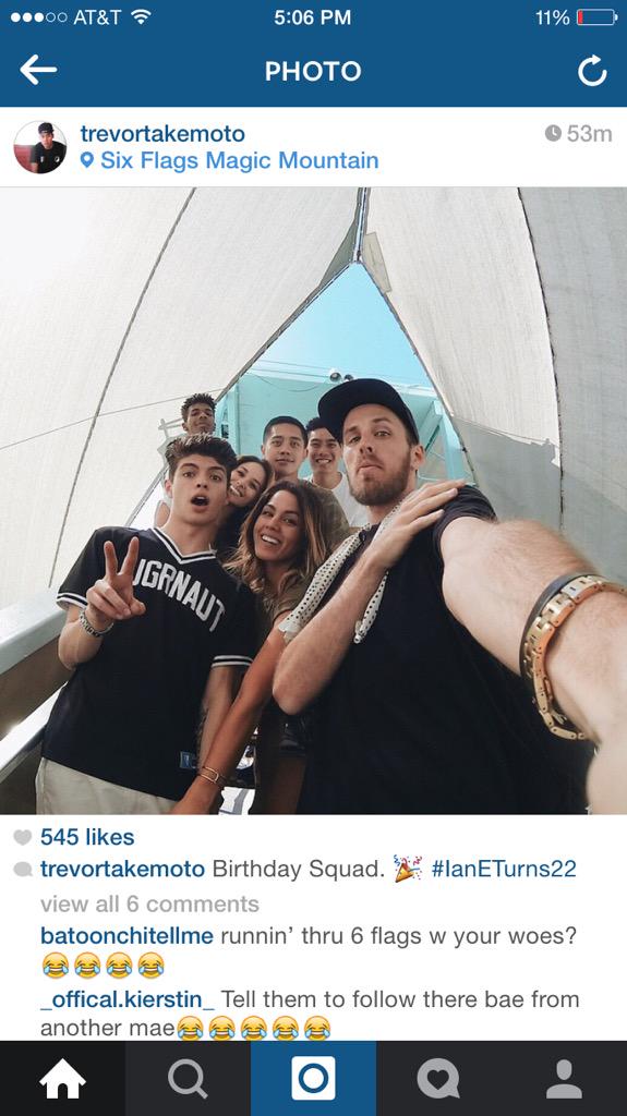 WHEN ALL UR FAVS ARE AT 6 FLAGS FOR IANS BIRTHDAY ?!?!!1!1!1 MEGAN AND HIM ARE GOALS AF! HAPPY BIRTHDAY 