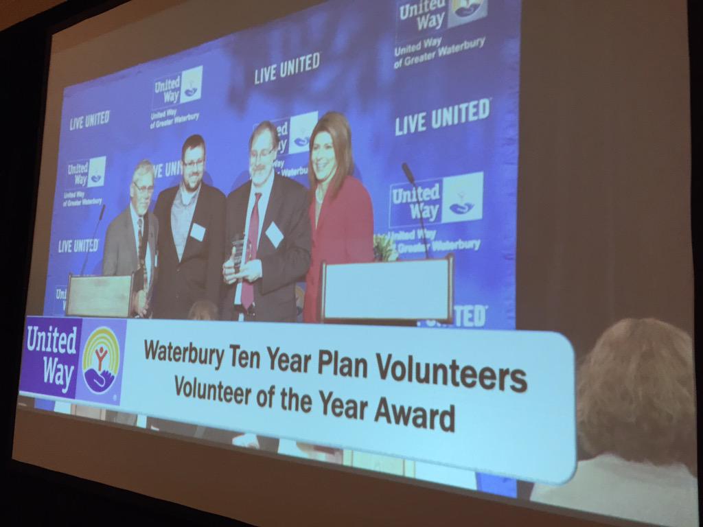 UnitedWayofGW's tweet image. Gary Beaulieu &amp;amp; William Rybezyk accept on behalf of Vol of 10 Year Plan #TakingStepsTogether
