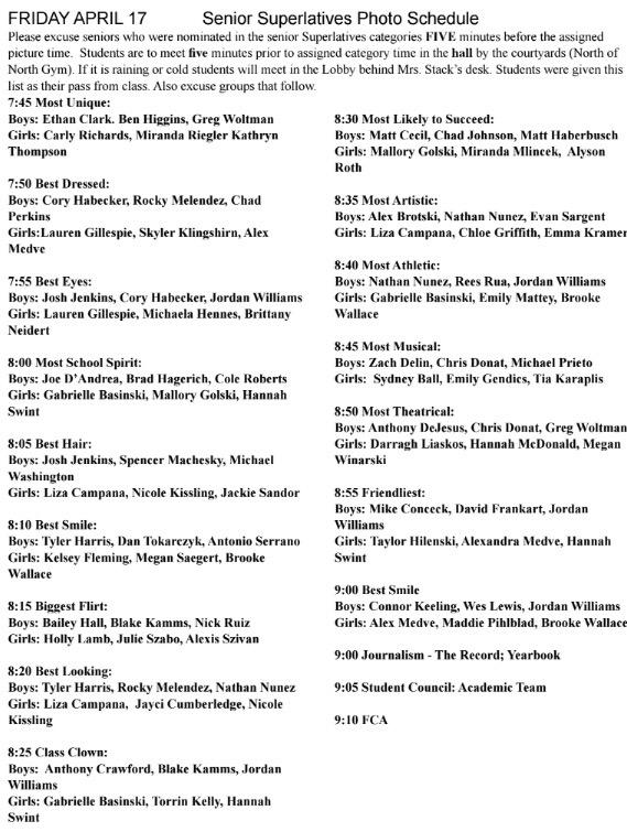 steeleclassof15's tweet photo. If you were nominated for a senior superlative, make sure you check the schedule for when your picture will be taken! http://t.co/0v5eAiwE36