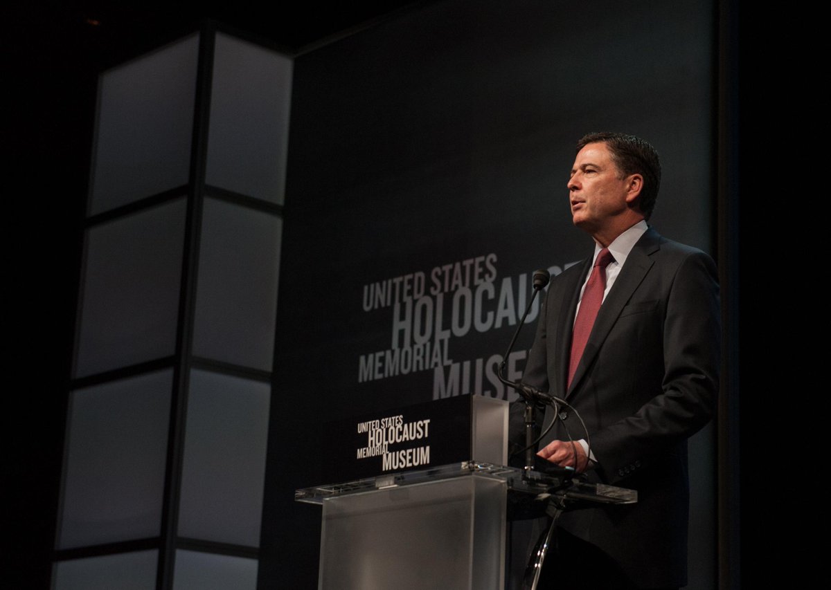 FBI's tweet photo. FBI Director on Law Enforcement &amp; Lessons of the #Holocaust 
http://t.co/1xRvi3fb7P http://t.co/7yxINGWJt4 http://t.co/A842VFYBCq