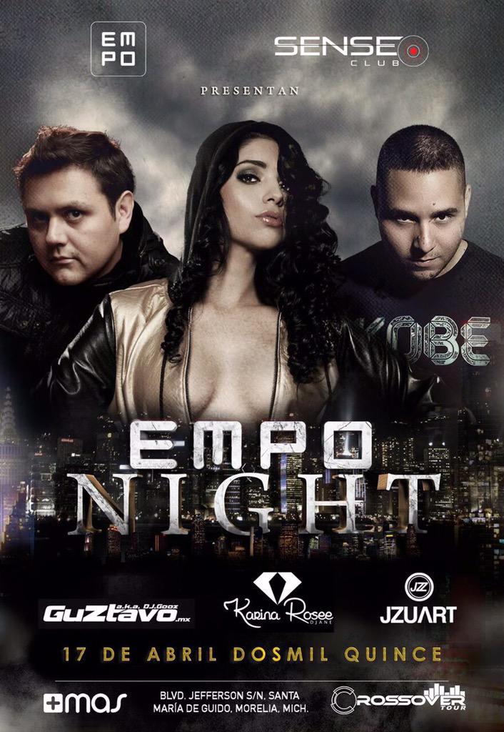 DjKarinaRosee's tweet photo. Nos vemos mañana en la primer #EMPOnight!!! #Morelia #DjGooz #Jzuart #SenseClub http://t.co/mBc8dJUIrQ