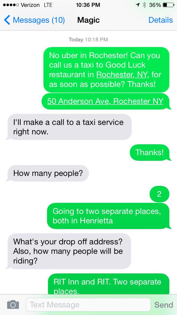 gkoberger's tweet image. No Uber in Rochester, so I had to roll my own. Thanks @tweetmagicnow!